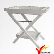 Shabby Chic White Wooden Folding Tray Table for Kitchen